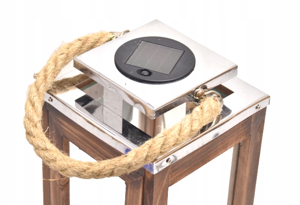 Velká Solární Lampa Svítilna Dřevo Sklo