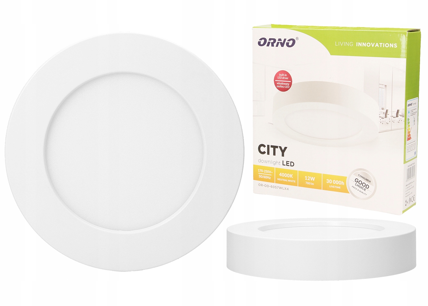 

Lampa Oprawa Spot Natynkowa Zasilaczem 12W Orno