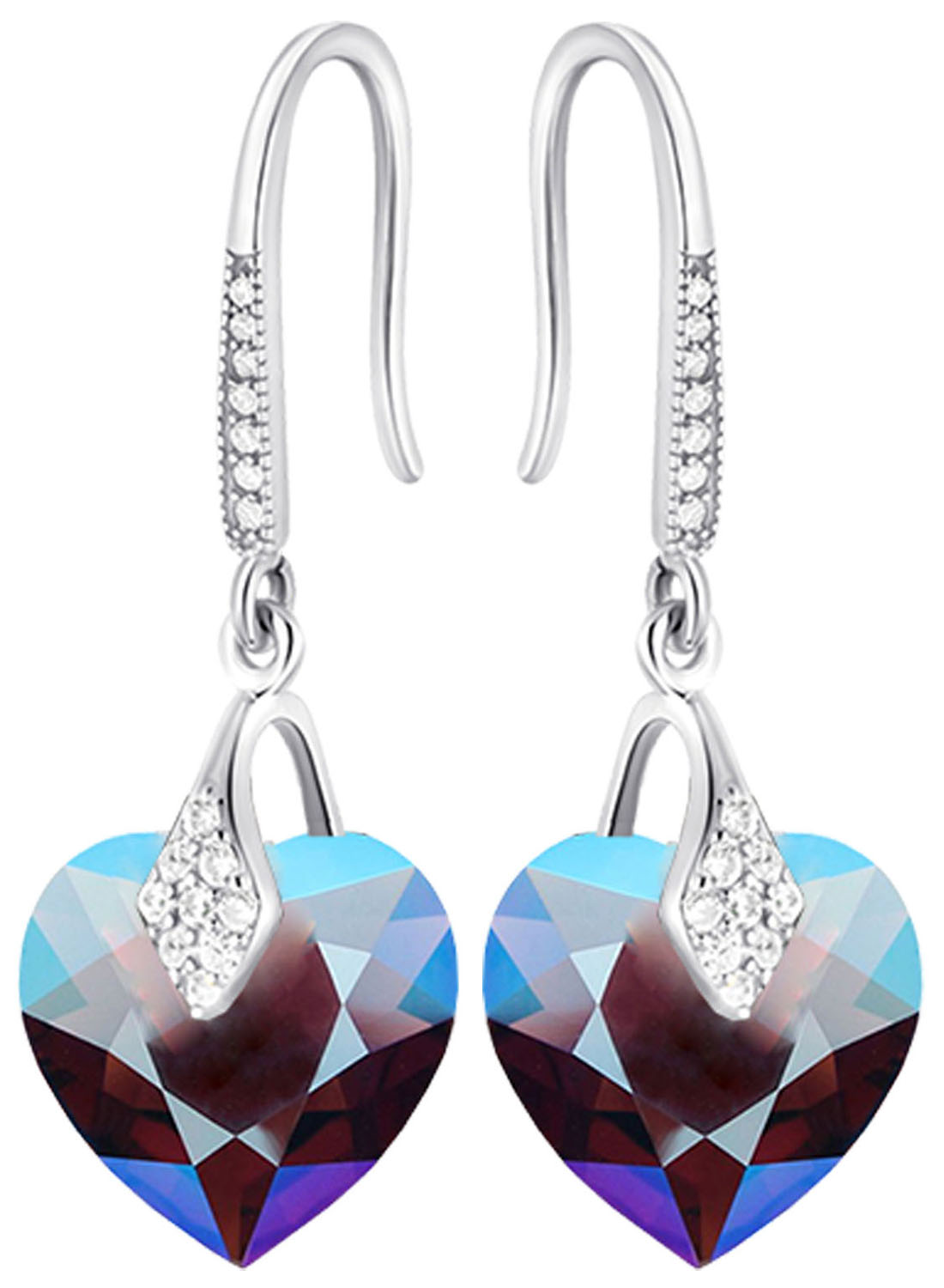 Stříbrné Náušnice Závěsné srdce Stříbro 925 Dlouhý Dárek k narozeninám