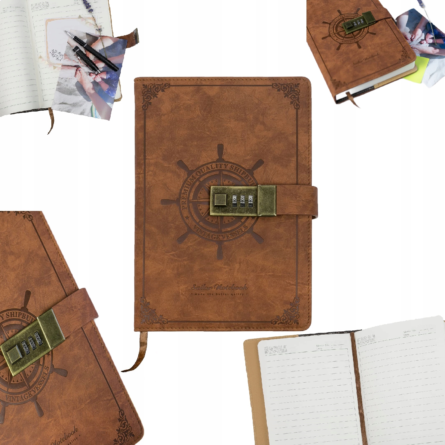 NOTATNIK DZIENNIK Z ZAMKIEM VINTAGE SKÓRZANY A5 PAMIĘTNIK BRĄZOWY PREZENT