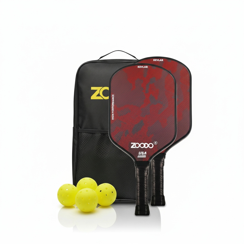 Rakety pro Pickleball Zoodo P7 Kevlar červená camo (4 míčky, taška) Usapa