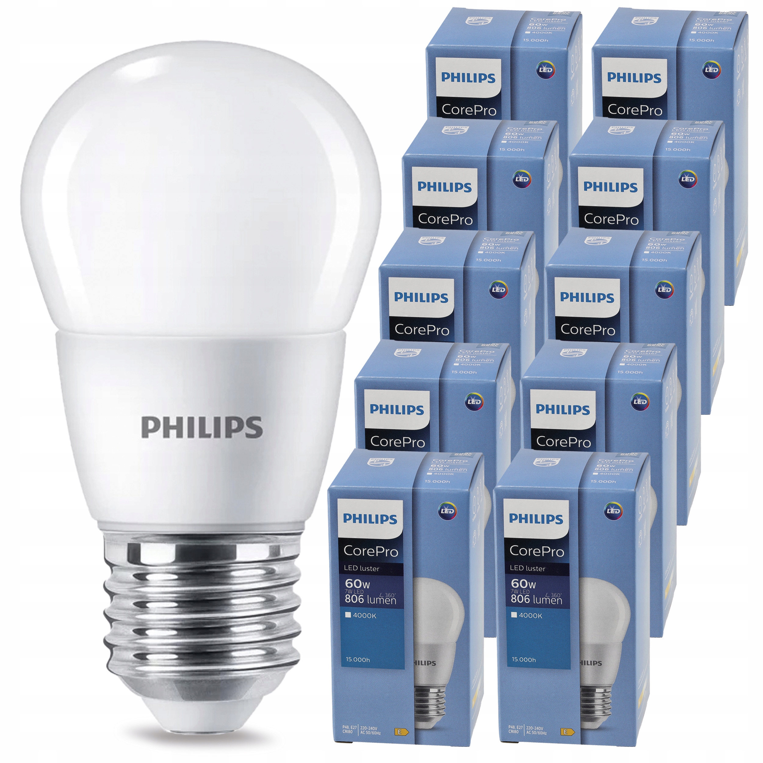 Led žárovka E27 7W 60W 806lm Neutrální barva 4000K Philips CorePro 10x