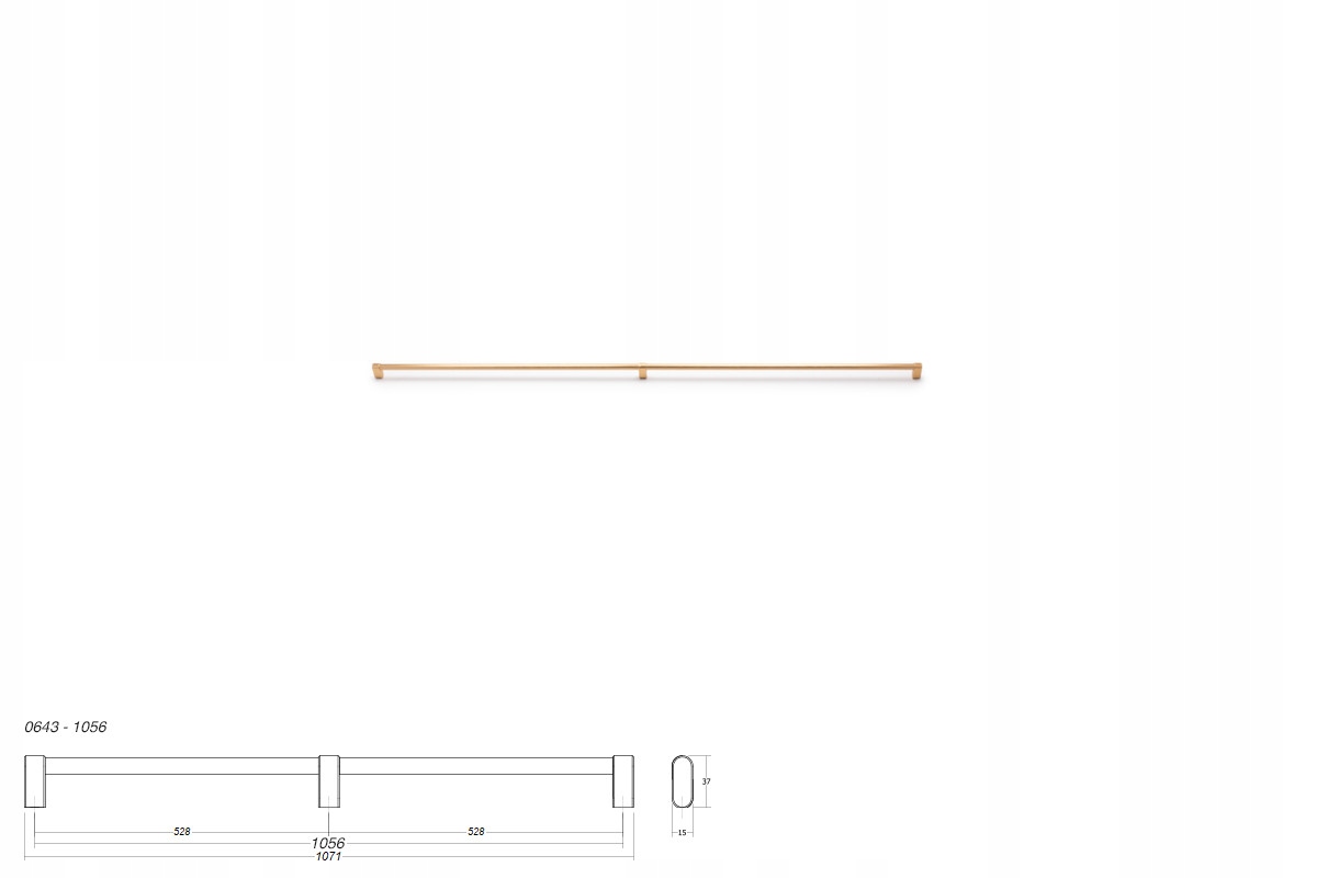 Nábytková úchytka Viefe Link 0643 rozteč 1056, délka 1071, tmavá mosaz