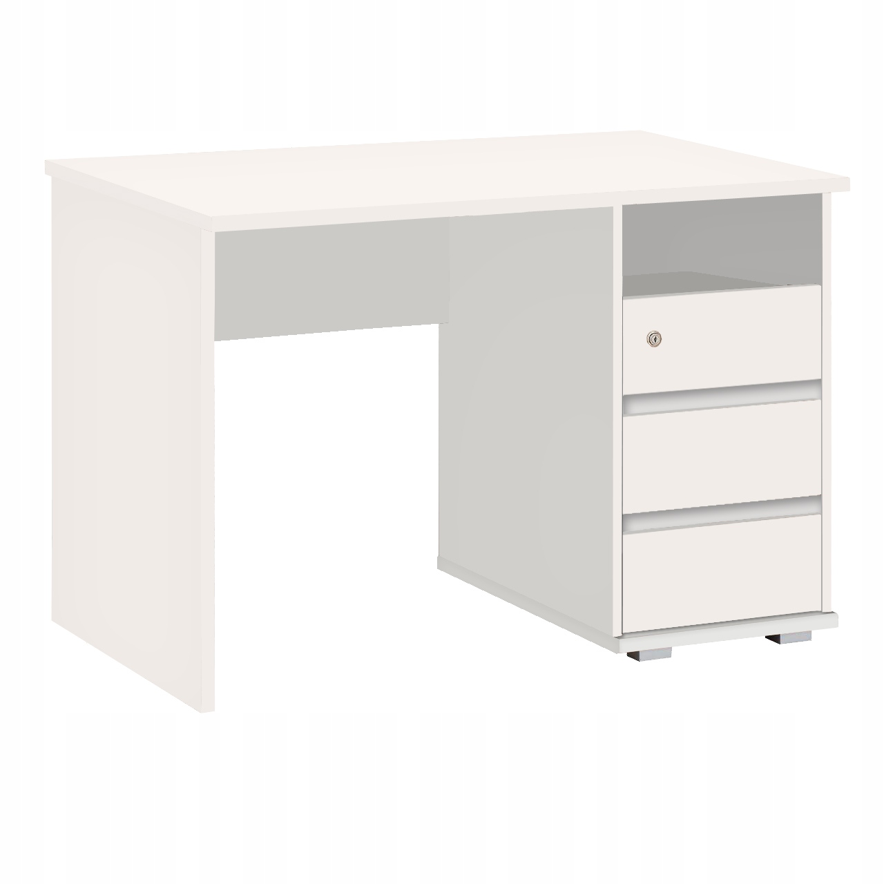 

Biurko Primus 1 z Szufladami 110 cm Białe+na Klucz