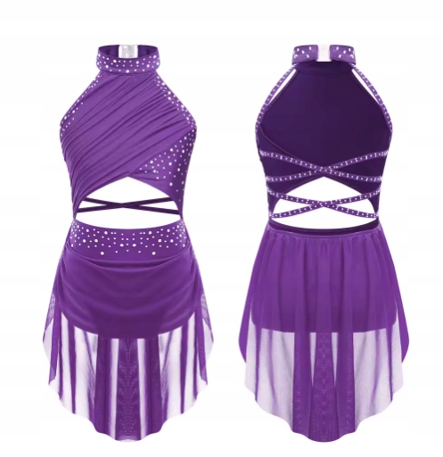 Strój Do Latino Sukienka Body Sukienka Tutu Do Tańca 146 Fioletowa 2577