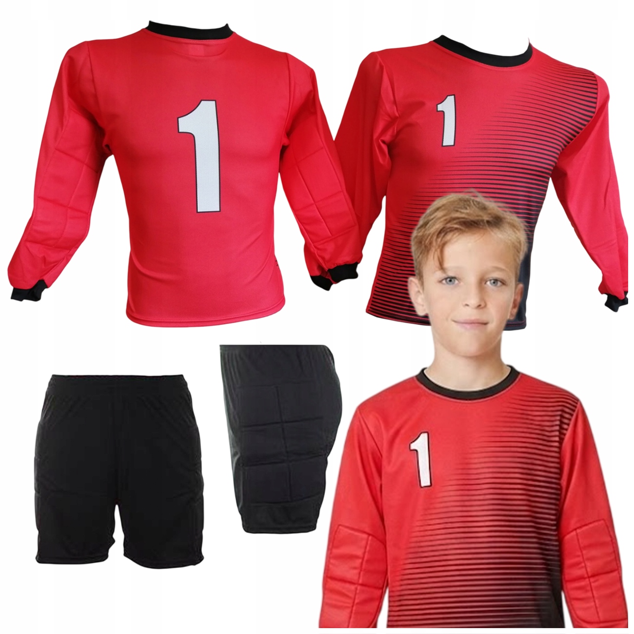 Strój Piłkarski Bramkarski Dla Dzieci Dla Chłopca Koszulka Spodenki 182 cm