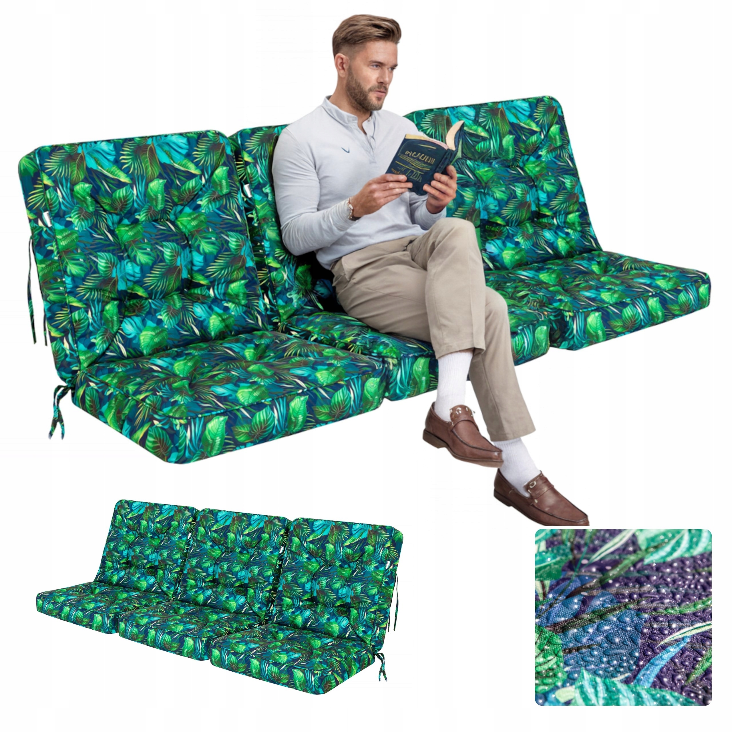 Vankúš na hojdačku, záhradnú lavičku Sada 3 ks Vodotesný proti Uv žiareniu 180 cm