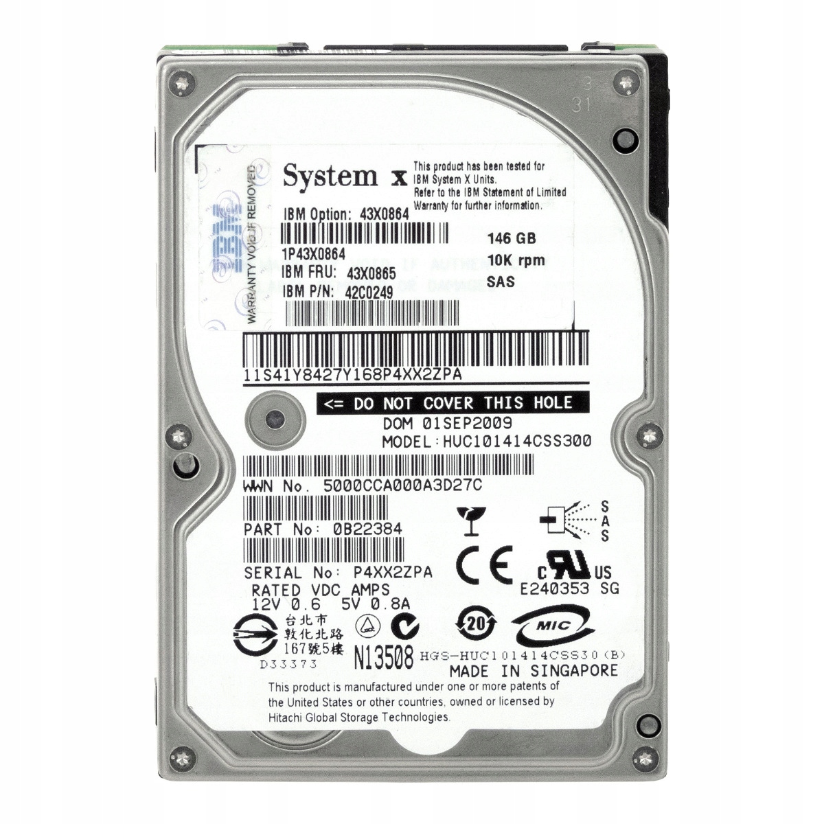 Ibm 43X0865 42C0249 146GB 10K Sas 2.5'' HUC101414CSS300