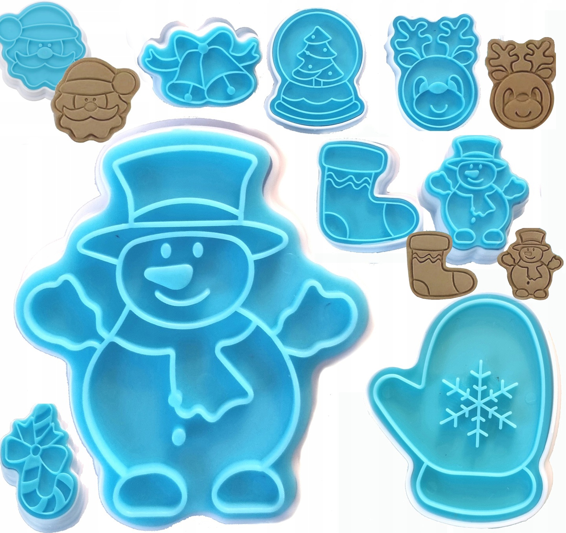 Xmass ŚWIĄTECZNE WYKRAWACZE CIASTEK pierników FOREMKI z tłoczkiem MIKOŁAJ