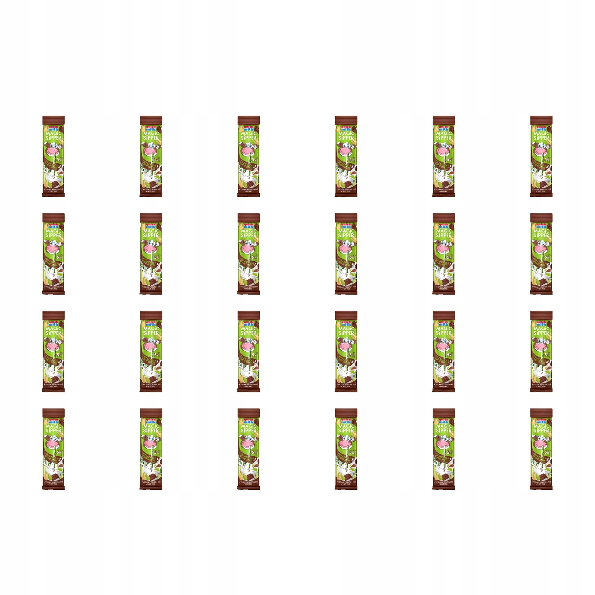 24 x 30 g Quick Milk ochucené brčka na mléko (5 x 6 g) Pistácie a čokoláda