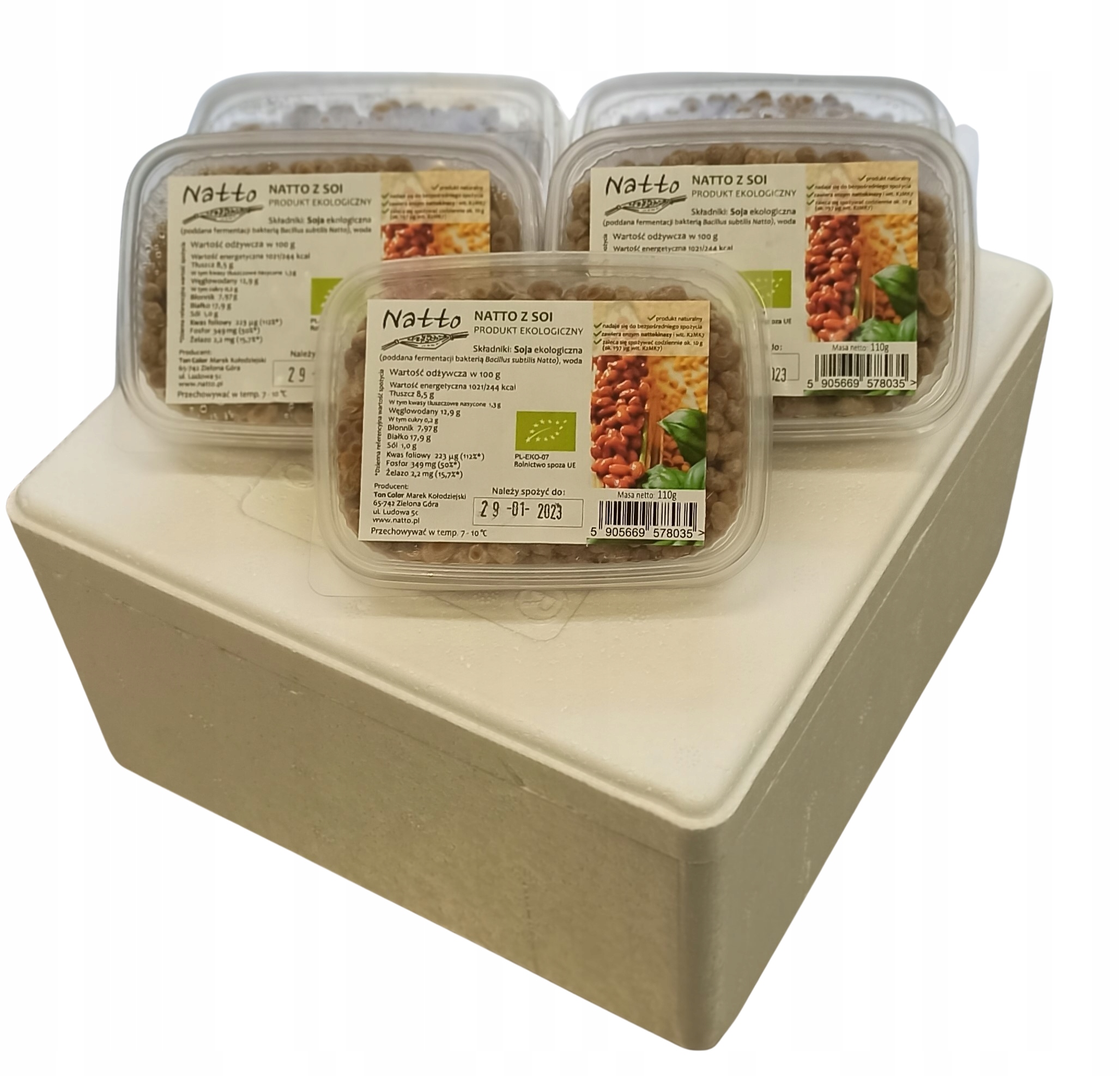 Natto Sfermentowana Soja Bio 550 g 5 X 110 G