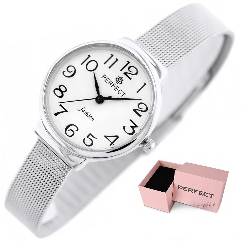 Zegarek damski Perfect Rita +box +grawer cyfry czytelny klasyczny mesh