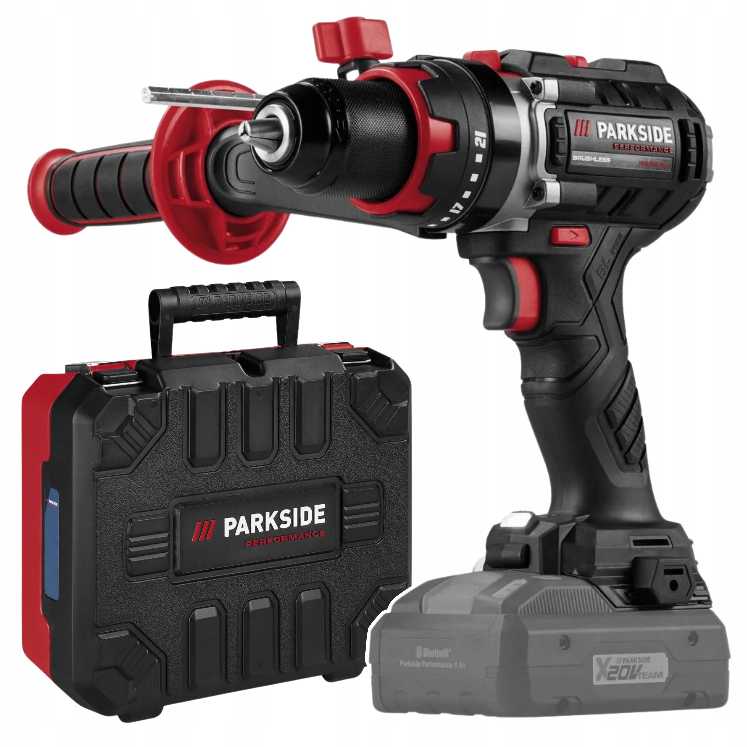 Wiertarko-wkrętarka Parkside Performance Psbsap 20-Li 20V Udar 64Nm+WALIZKA