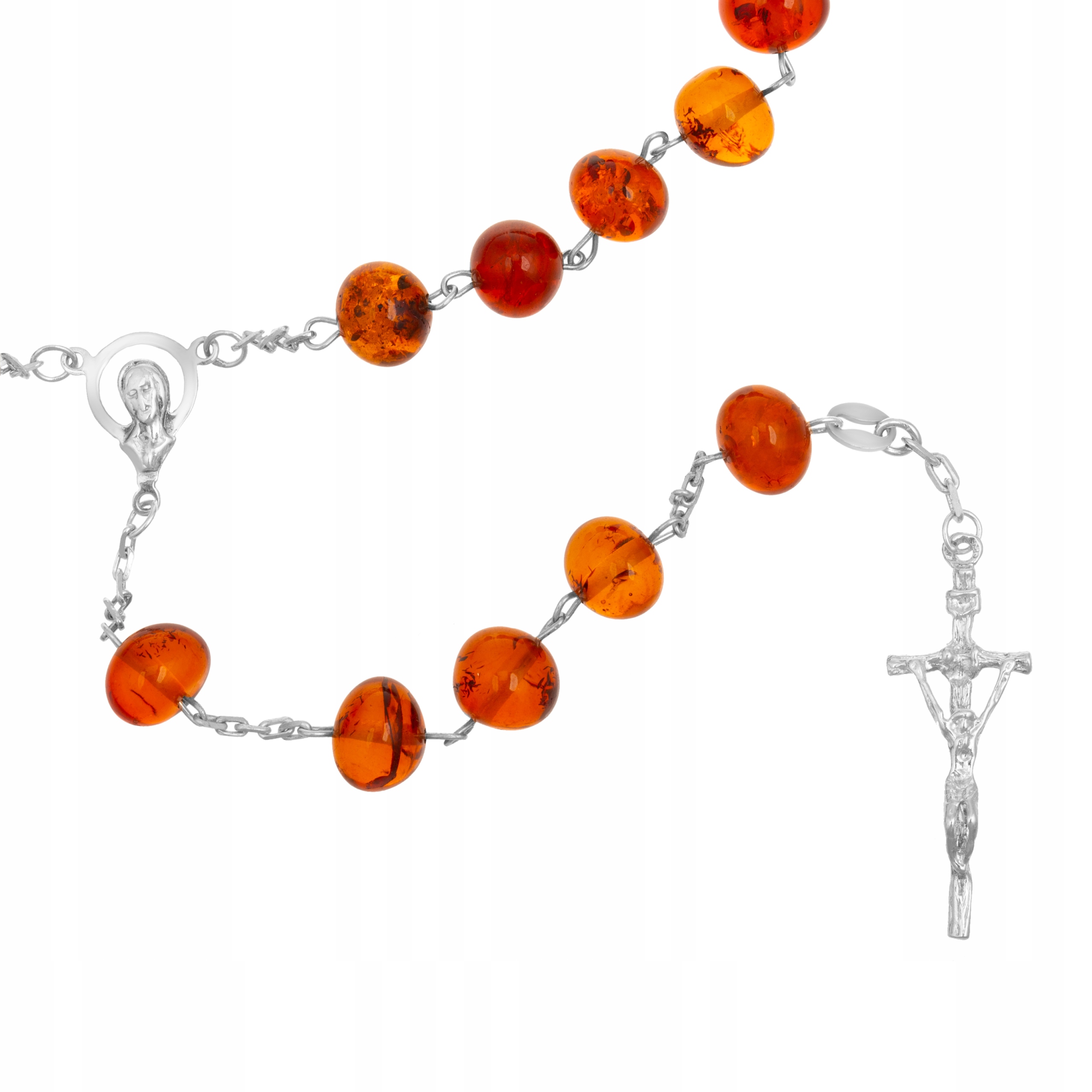 Růženec Stříbrný S Jantarem Jantar Přírodní