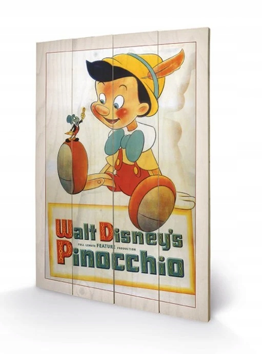 Disney Tisk na dřevo 40X59 Pinocchiovy svědomí