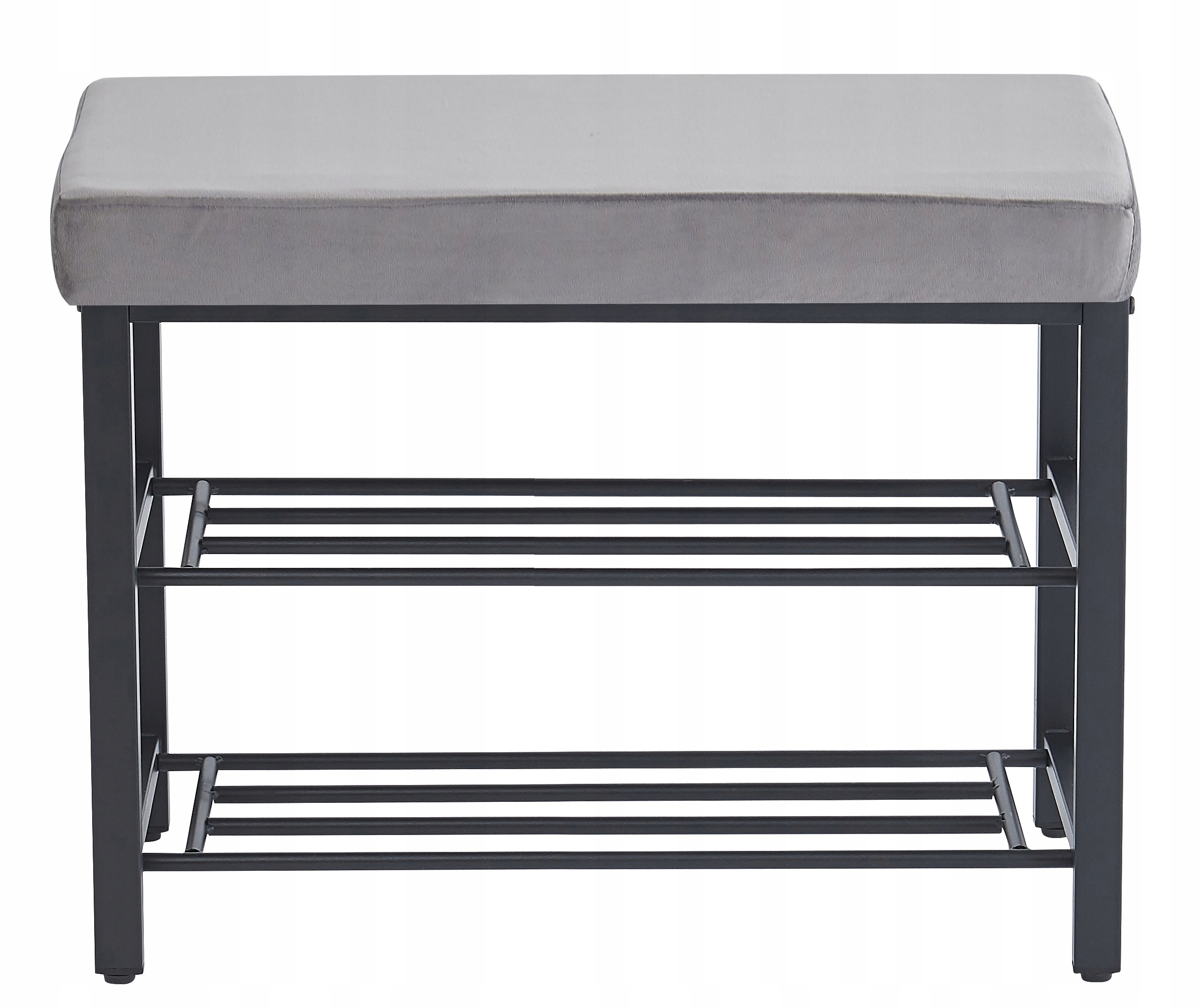 ŁAWKA DO PRZEDPOKOJU TAPICEROWANA PÓŁKA NA BUTY REGAŁ LOFT WELUR SZARY 60cm