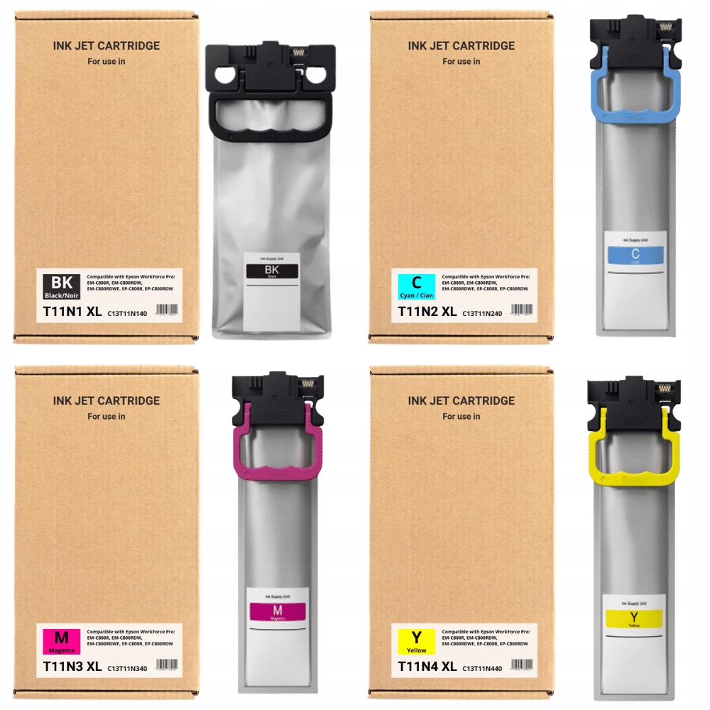 4X Nowy Tusz T11N1 T11N2 T11N3 T11N4 do Epson WorkForce Pro EM-C800R Rdw