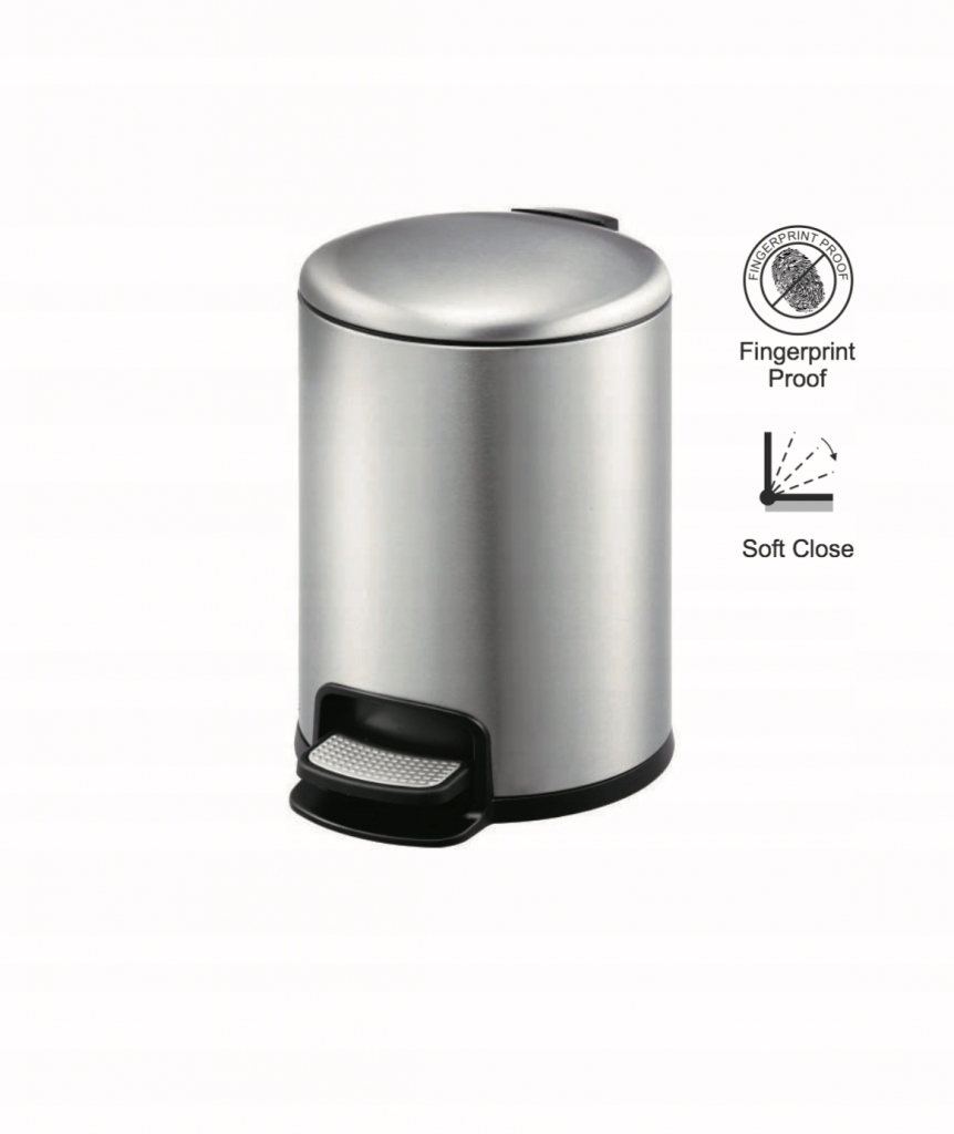 Stella Pedálový koš kulatý, stříbrný 8L 20.20108