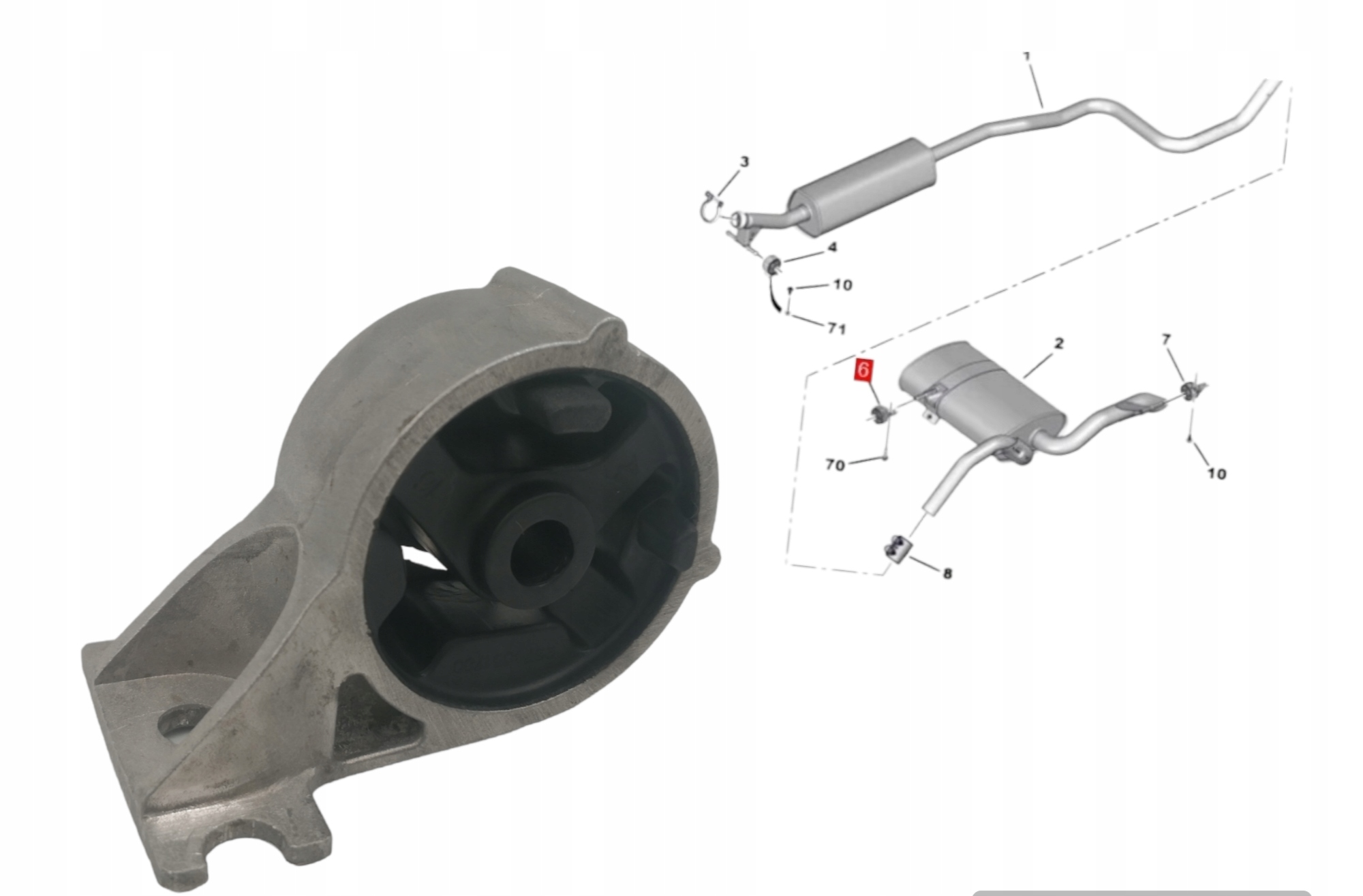 WIESZAK UCHWYT TŁUMIKA WYDECHU CITROEN C4 PICASSO II PICASSO II SPACETOURER