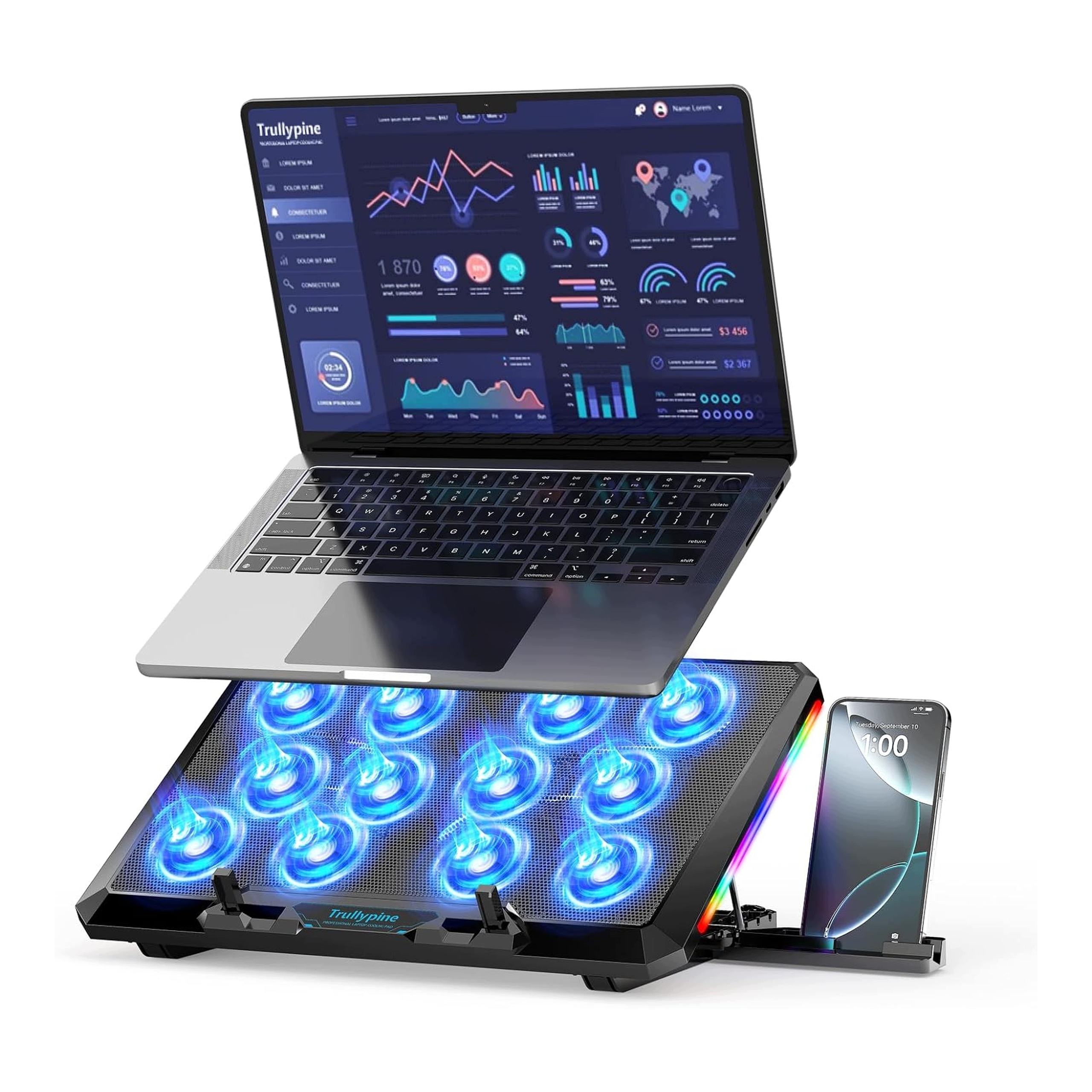 Chladicí Podložka Pro Notebook 12 Ventilátorů 12 17 Palců Led 5 Stupňů Usb