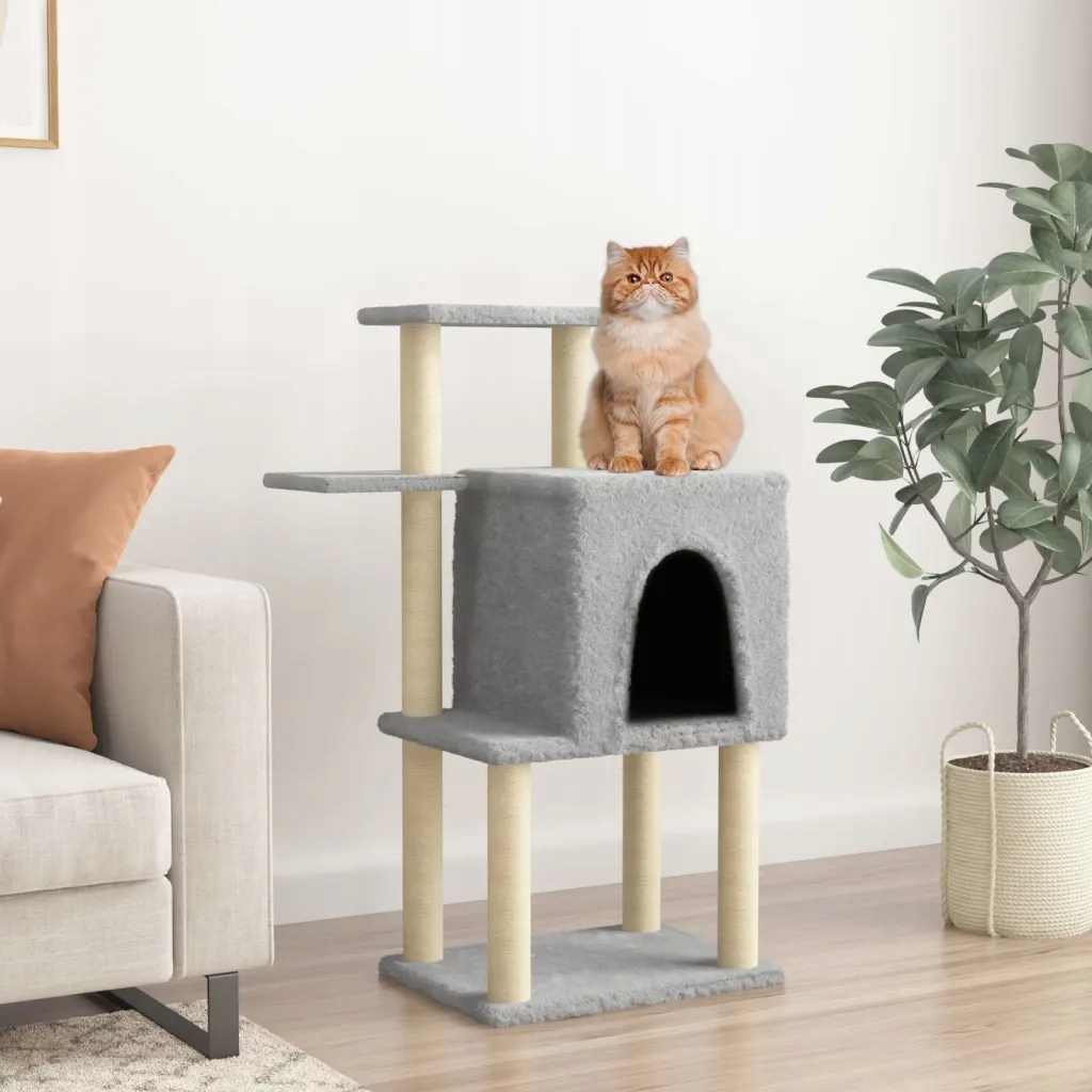 Škrabadlo pro kočky se sisalovými sloupky, světle šedé, 97 cm