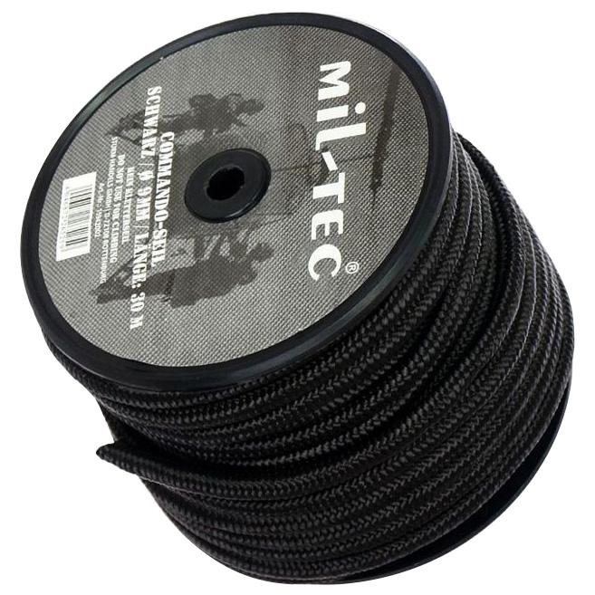 Linka lina specjalistyczna taktyczna Mil-Tec Commando 30 m x 9 mm Black