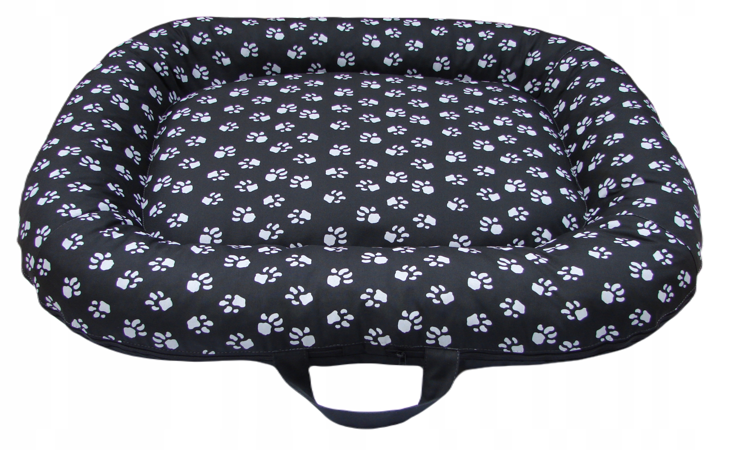 Levně Pelíšek pro psa ponton Rozpínací střední černý s tlapkami L 100/70 R.3