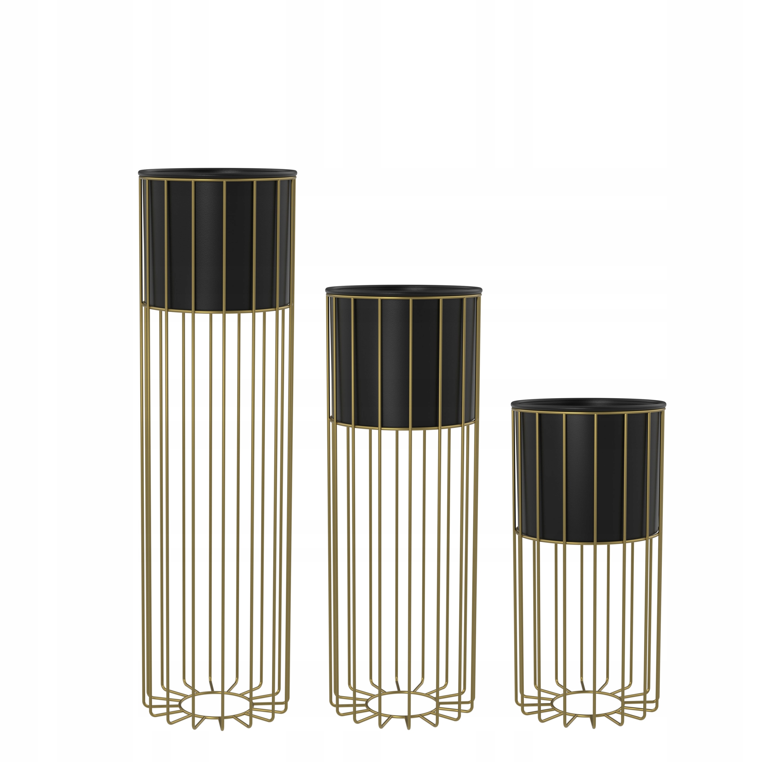 

Zestaw kwietników metalowych złoto czarne 3szt.