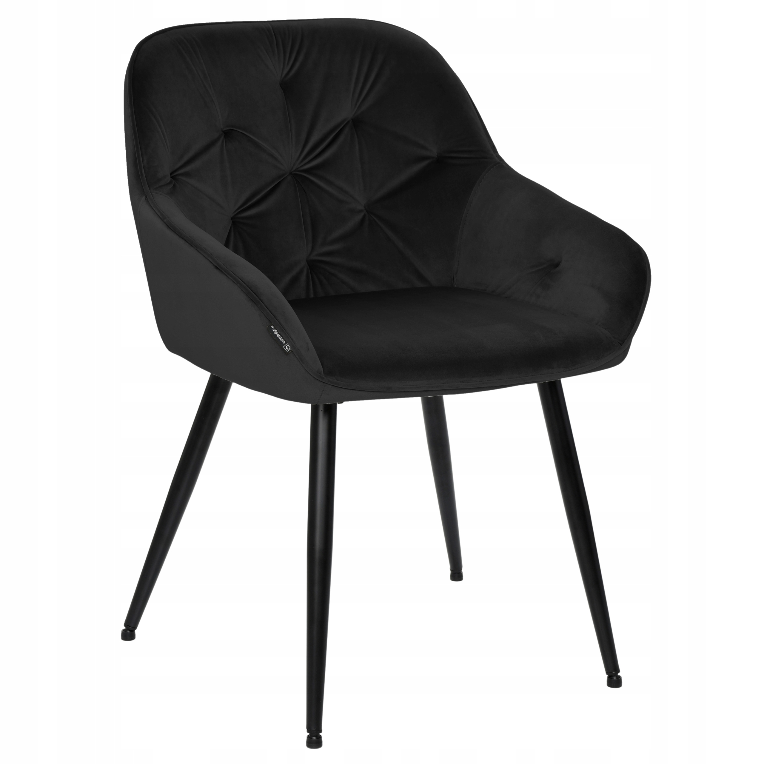 Krzesło pikowane glamour velvet czarne do toaletki i salonu, loft Loren