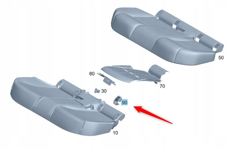 

Osłona Isofix Mercedes C W206 Czarna Tył