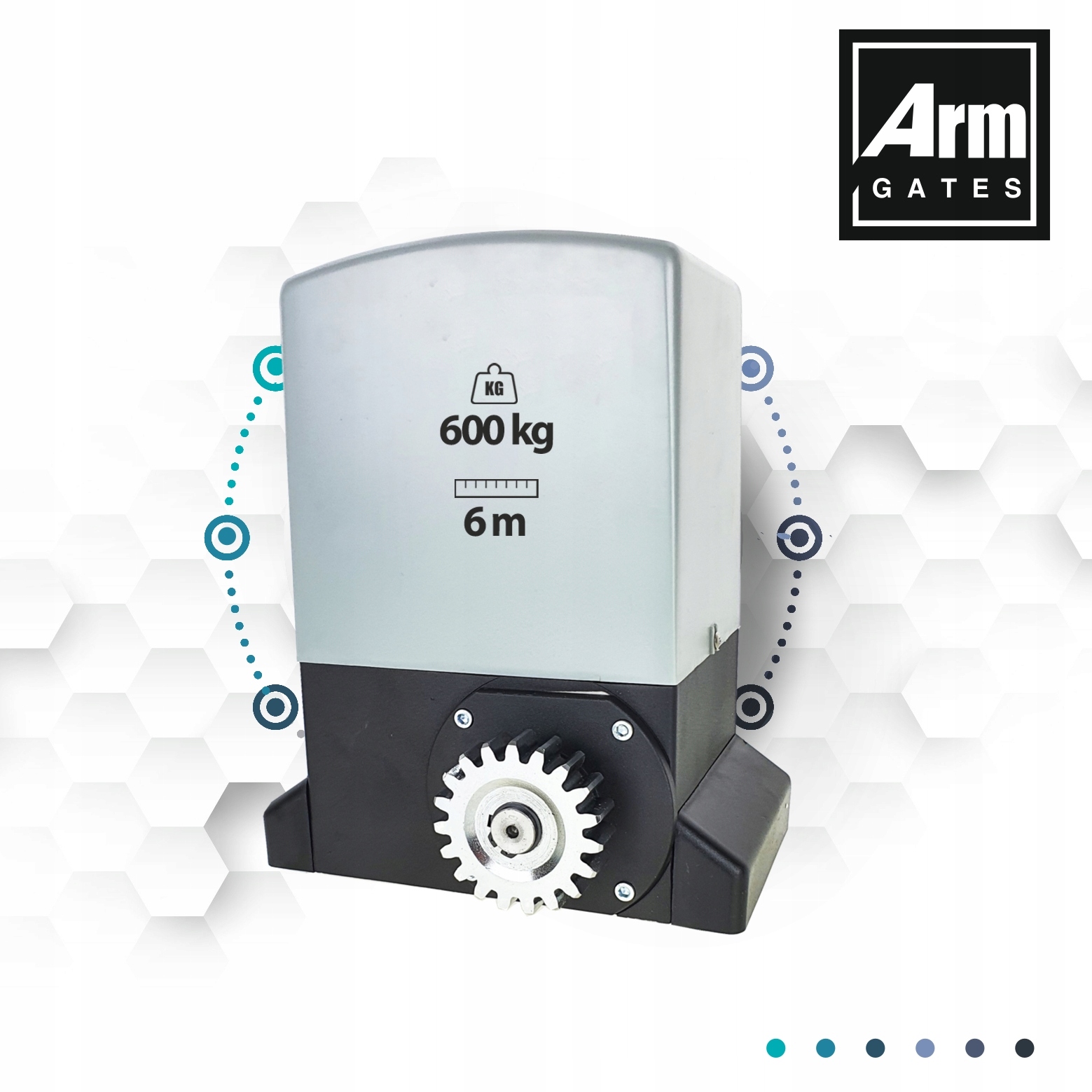NAPĘD ZESTAW DO BRAMY PRZESUWNEJ AUTOMAT ARM600 6m/600kg 2 PILOTY + WIFI Marka Arm GATES