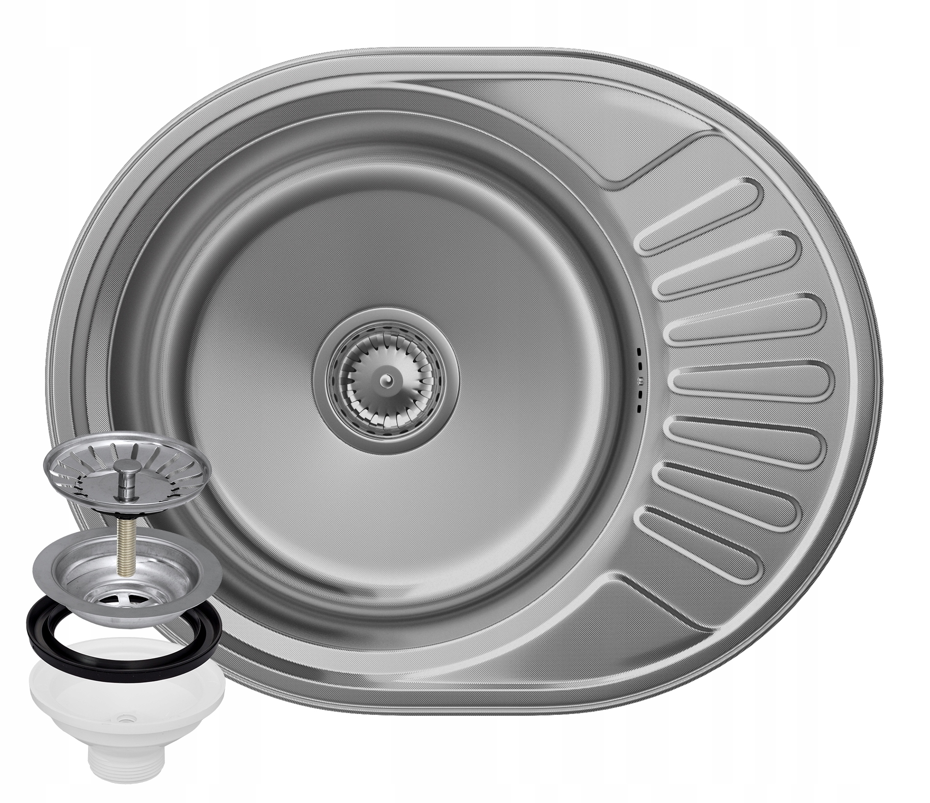 Dřez Ocelový Odkapávač Kulatý 1KOM Dekor APULIA57