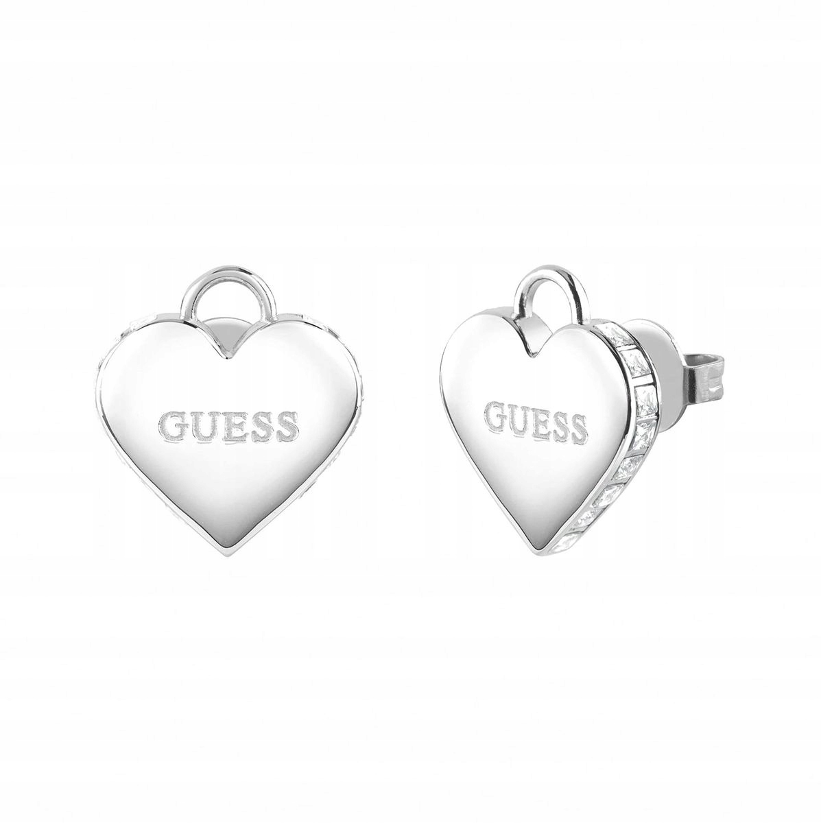 Stříbrné náušnice Guess srdíčka puzetky Guess Falling In Love JUBE02231JW