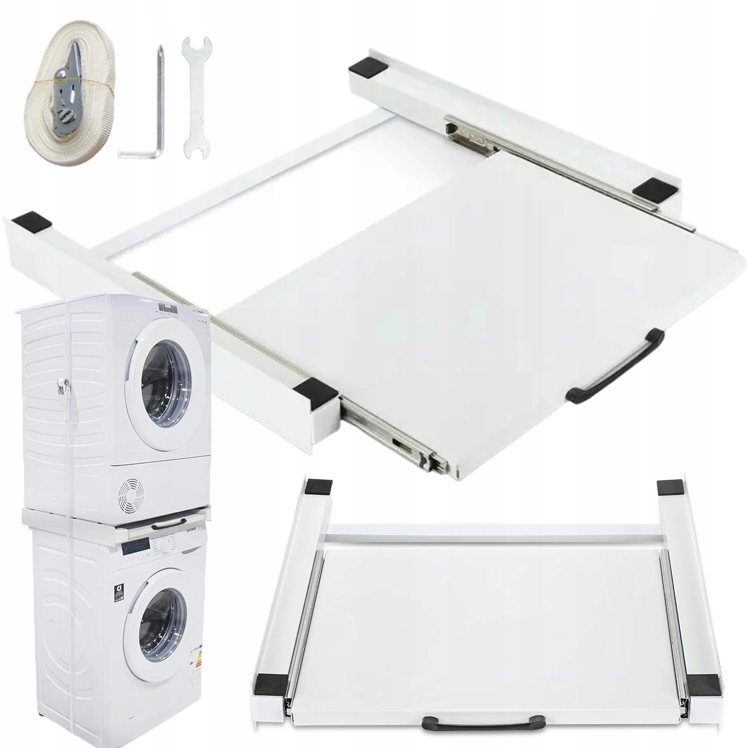 Łącznik Pralki Suszarki Szuflada Wysuwana Uniwersalny Do 150KG Biały
