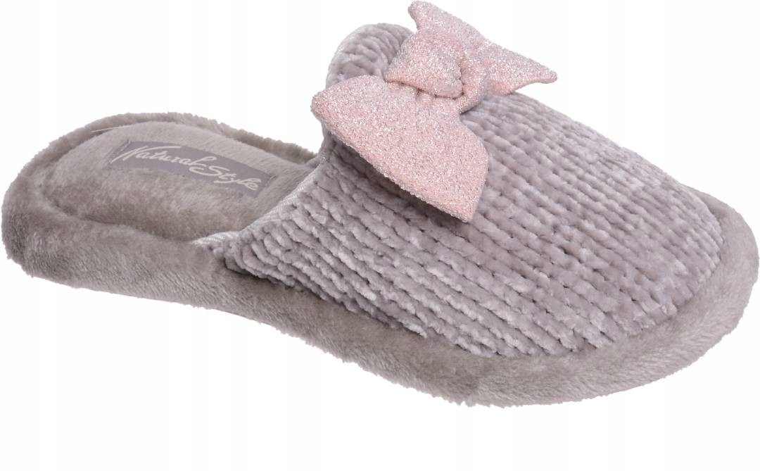 

Kapcie Pantofle Laczki Kokarda popiel 36