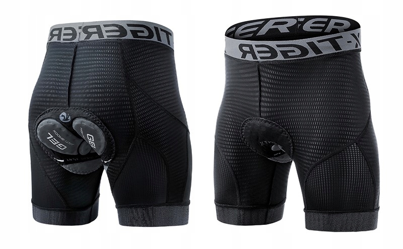 SZORTY SPODENKI ROWEROWE MĘSKIE BOKSERKI KOLARSKIE X-TIGER WKŁADKA ŻEL XL Kolor czarny