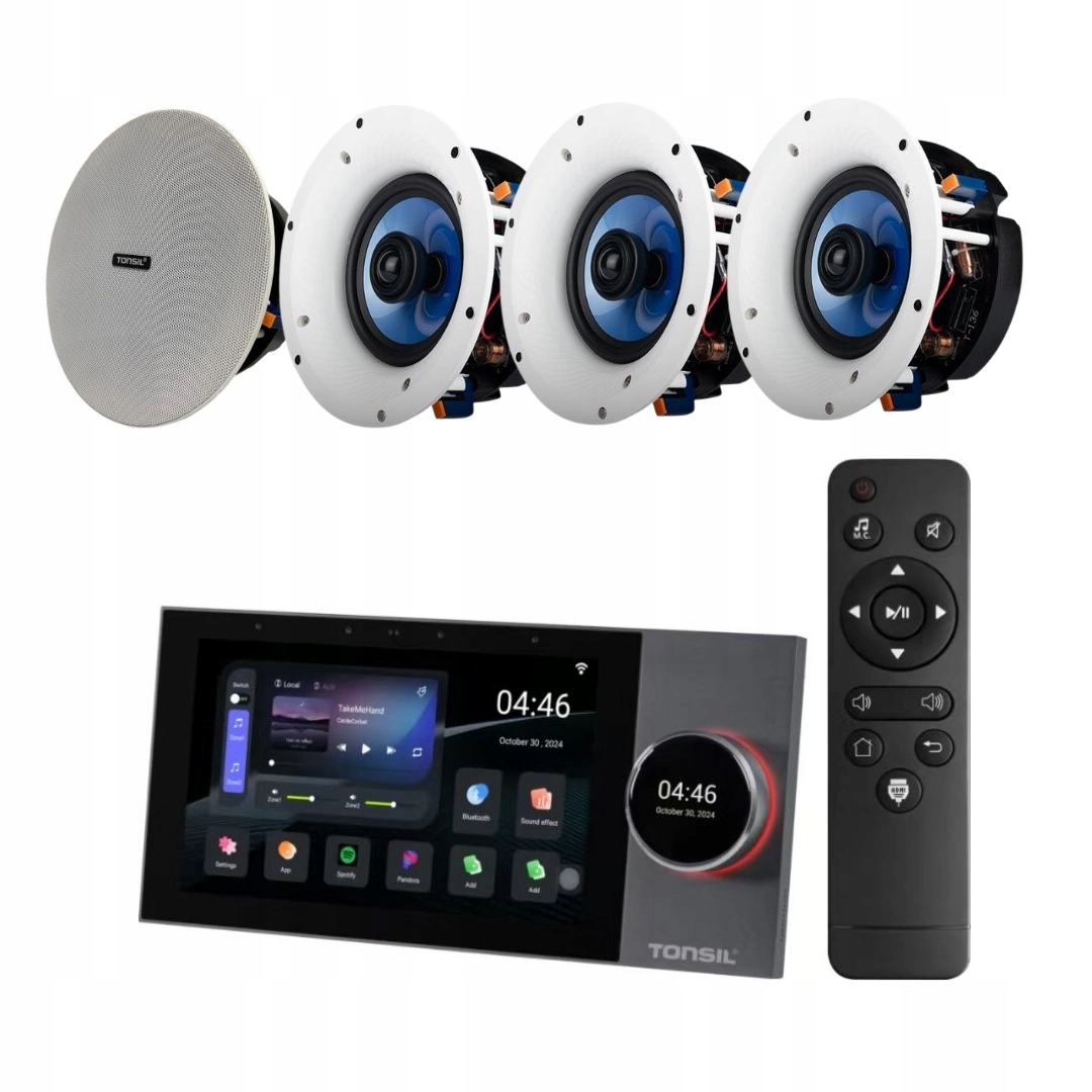 Nástěnný přehrávač zesilovače Tonsil WS-120 4x stropní reproduktor ZGSU-250S