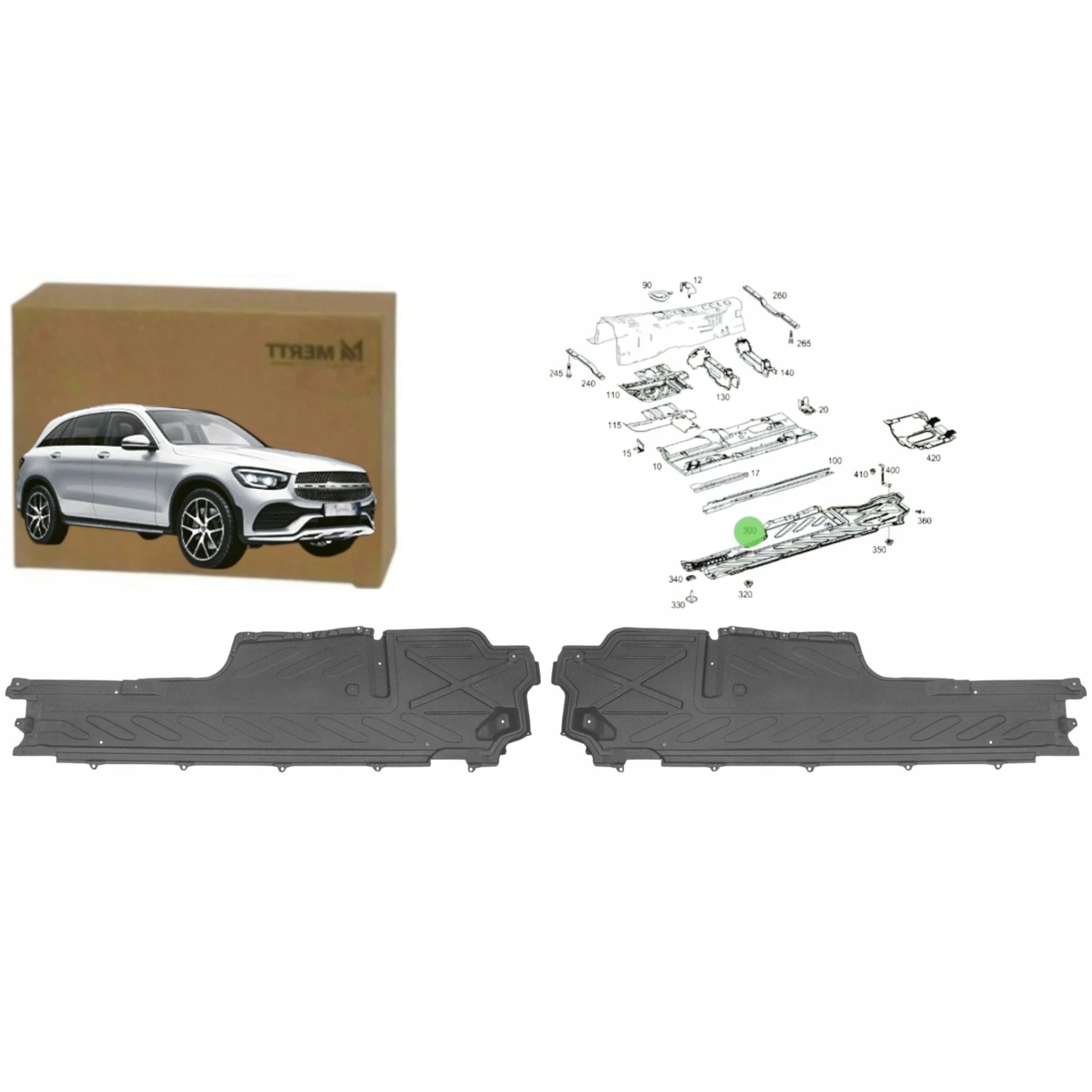 Kryt Podvozkové Desky Pravý Levý Komplet Mercedes Glc X253 C253 2015-2019