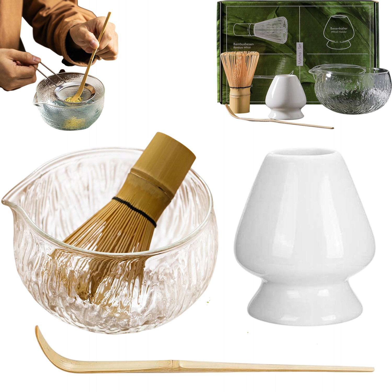 Levně Bambusová Šlehací Metla 4V1 Sada Chasen Metla Na Matchu Matcha Premium