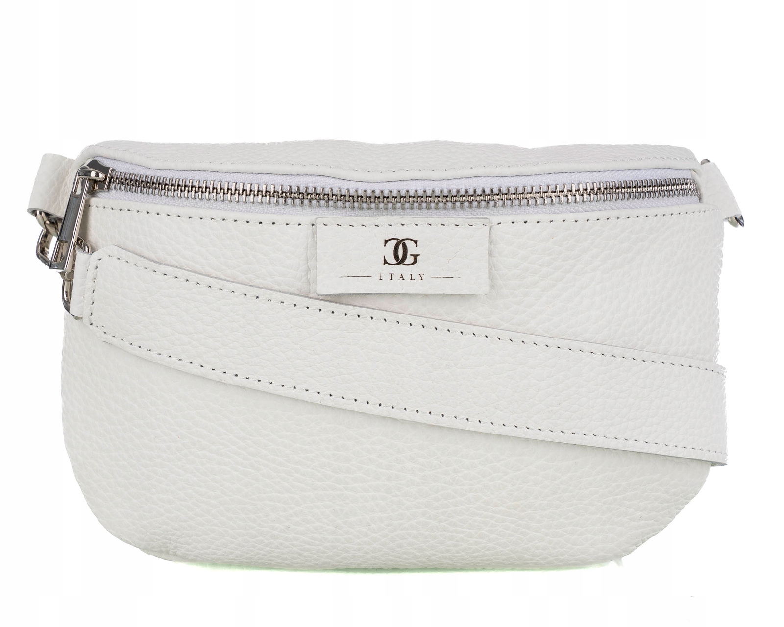 Dámská kožená kabelka z kůže typu crossbody, prostorná, bílá