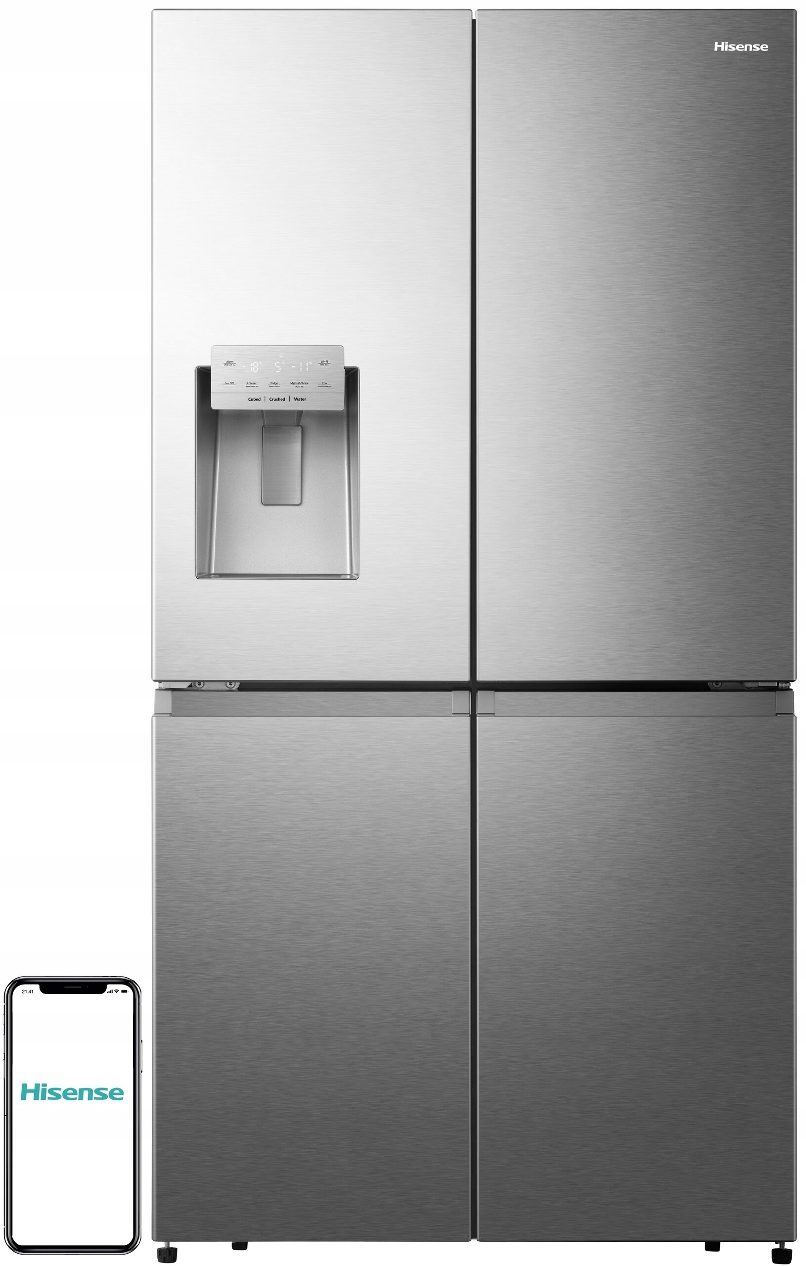 2X Lodówka Hisense RQ760N4SASE Side by Side No Frost 178.5cm Srebrna Kostka