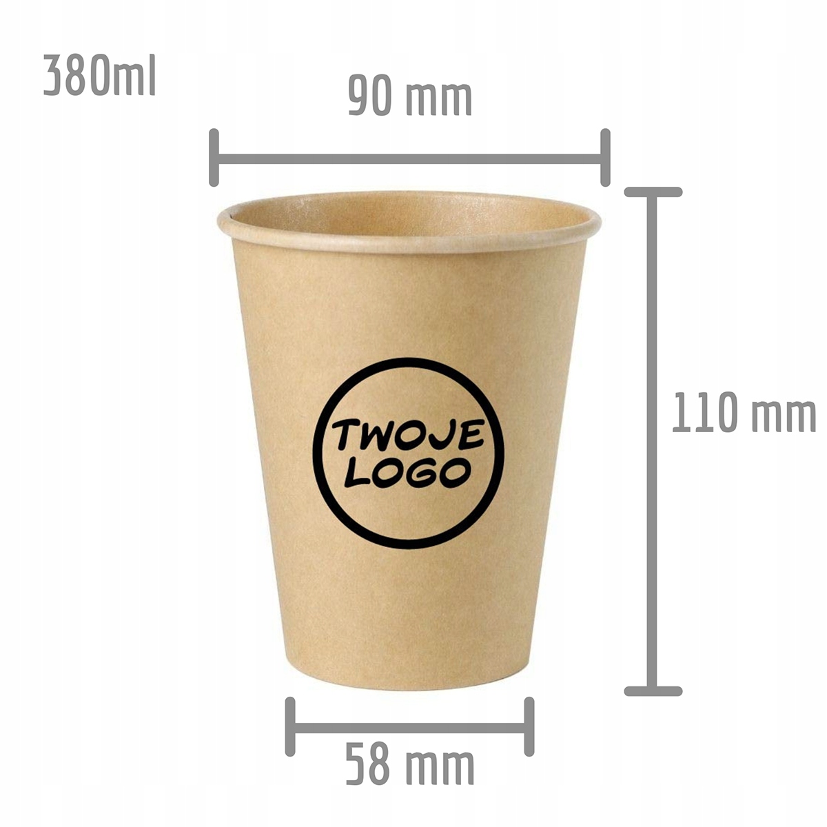 Papírové kelímky o objemu 380 ml s potiskem – 1000 kusů