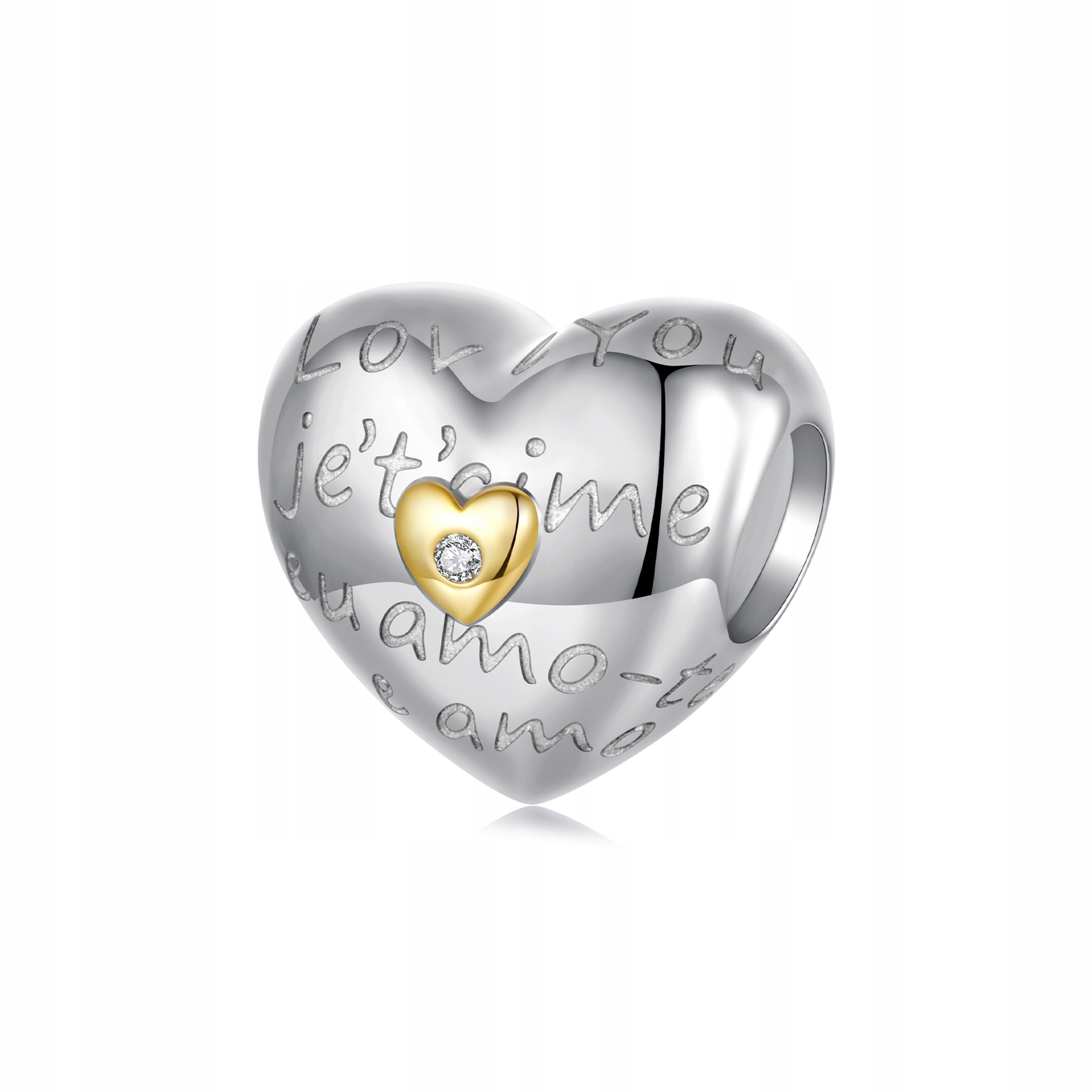 Stříbrný přívěsek Ornamo Srdce I Love You Zkouška 925 Zirkon