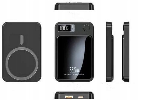 SZYBKI BEZPRZEWODOWY POWER BANK MagSafe INDUKCYJNY 10000mAh 22,5W USB-C Pojemność akumulatora 10000 mAh