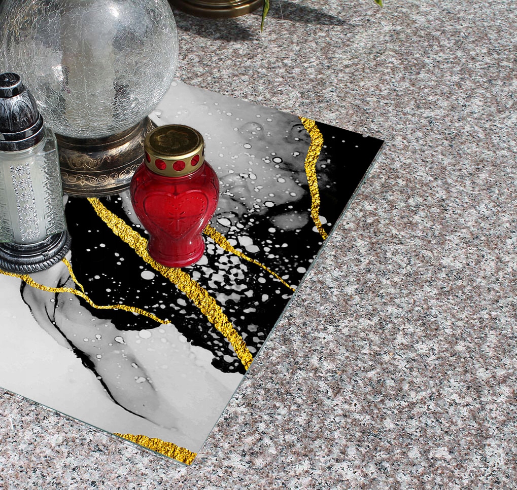 Podstawka pod ZNICZ Szkło Hartowane z nadrukiem 90x52cm na CMENTARZ DUŻA Szerokość produktu 90 cm