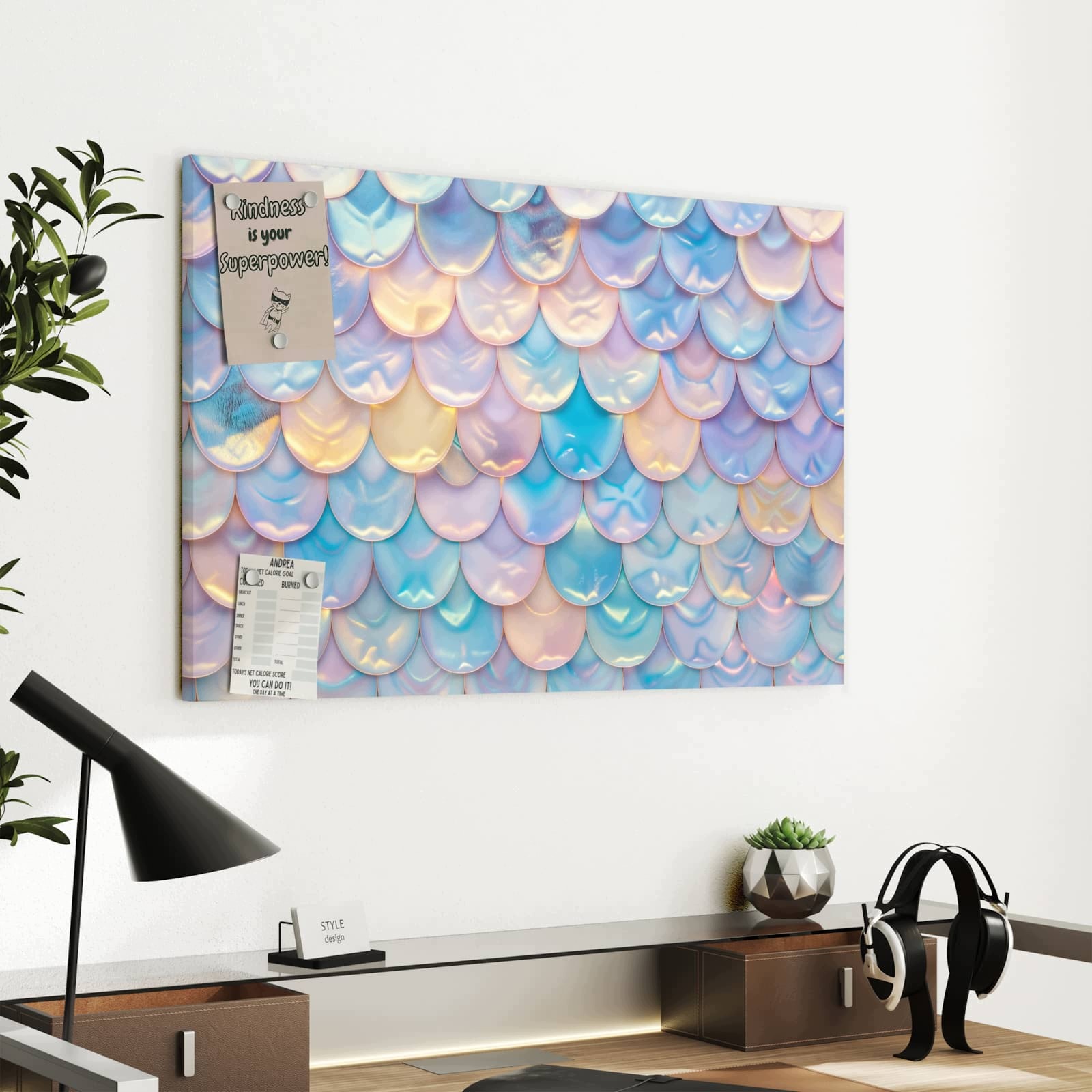 Magnetická tabule Šupiny Mix Pastelový 60 × 40 cm