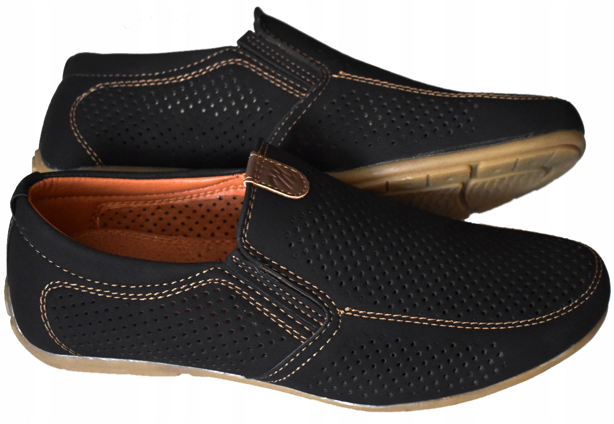 BESSKY Mokasyny Czarne Lekkie Półbuty Wsuwane Zamsz Wizytowe 25,5 cm - 40 Rozmiar (new) 40