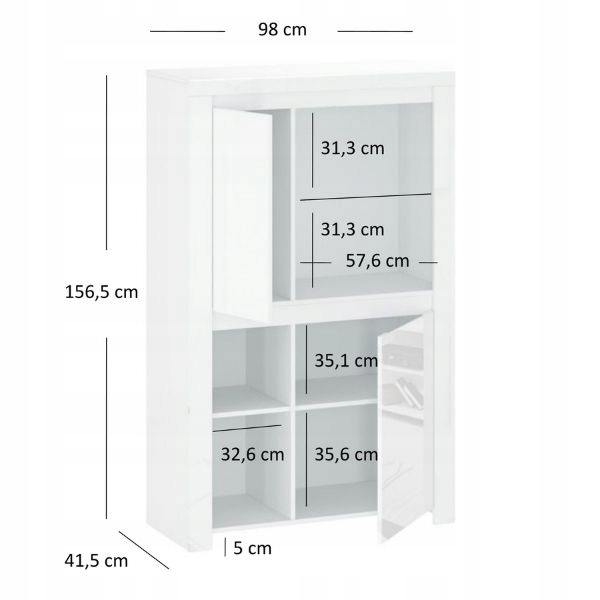 Regał niski dwudrzwiowy LINGO biały połysk Kod producenta 2d