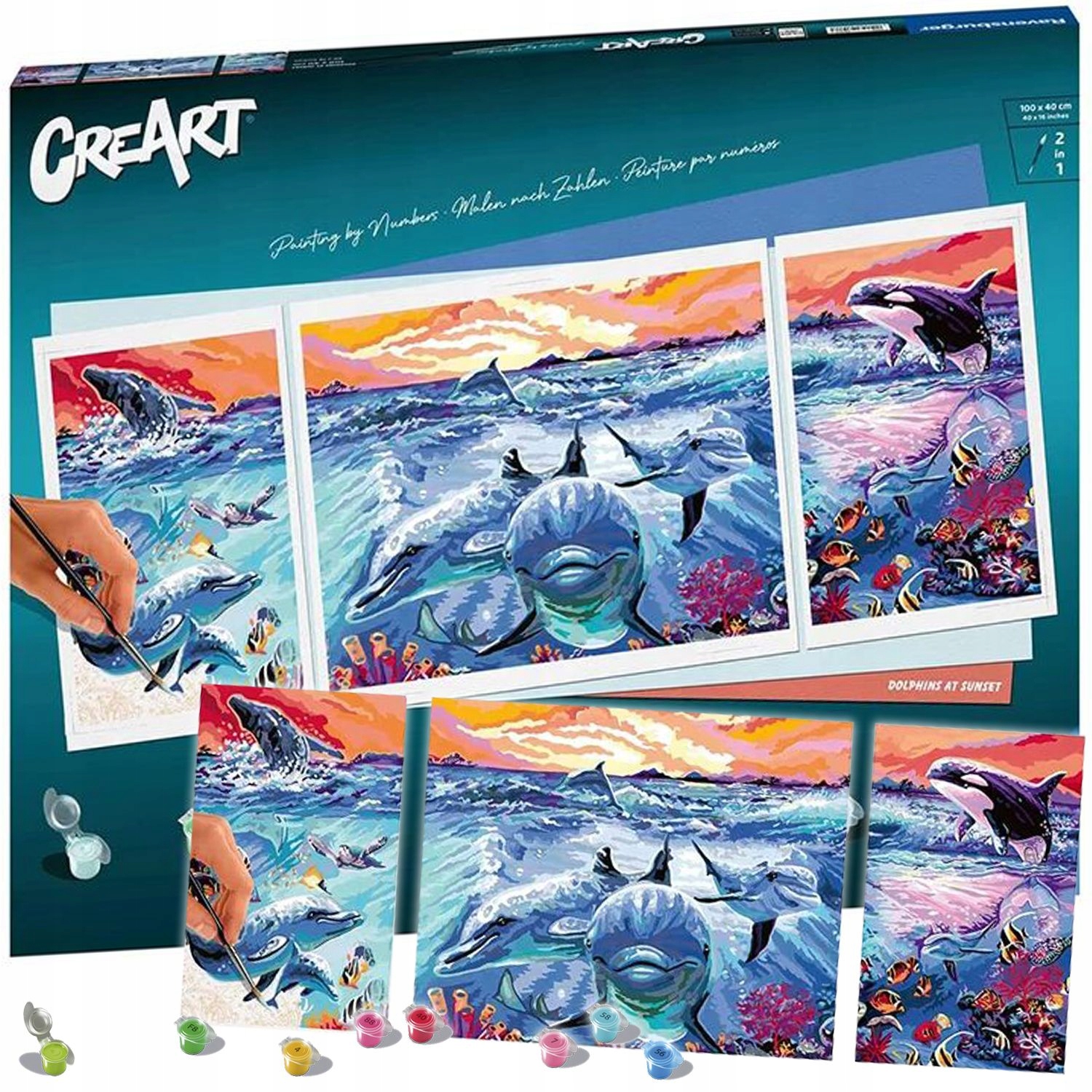 CreArt Delfíni Malování Podle Čísel Ravensburger 23577 Barvy Plátno