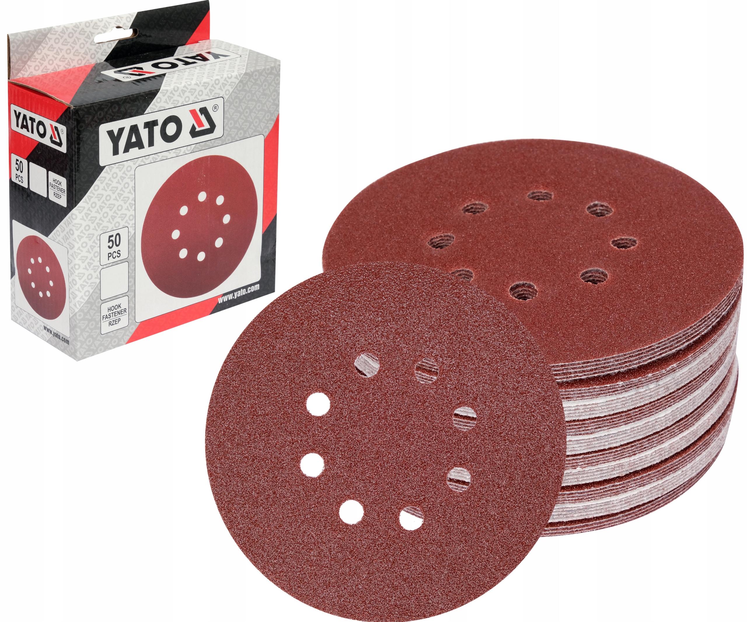 Krążek ścierny na rzep Yato P80 150 mm 50 szt. 8 otworów